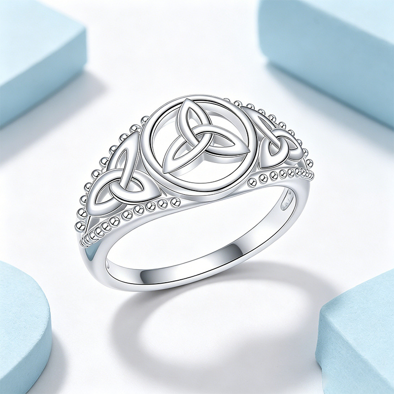 Women's Celtic Knot S925 Silver Ring, Gift for Girlfriend